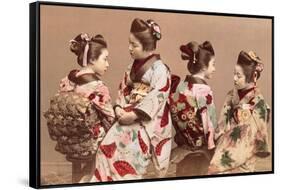 Felice Beato, Japanese Girls in Traditional Dresses, 1863-1877. Brera Gallery, Milan, Italy-Felice Beato-Framed Stretched Canvas
