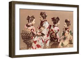 Felice Beato, Japanese Girls in Traditional Dresses, 1863-1877. Brera Gallery, Milan, Italy-Felice Beato-Framed Art Print