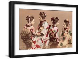 Felice Beato, Japanese Girls in Traditional Dresses, 1863-1877. Brera Gallery, Milan, Italy-Felice Beato-Framed Art Print