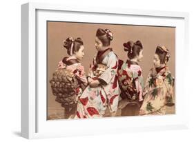 Felice Beato, Japanese Girls in Traditional Dresses, 1863-1877. Brera Gallery, Milan, Italy-Felice Beato-Framed Art Print