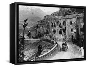 Felice Nazzaro Driving Through Pettralia Sottana in a Fiat, in the Targa Florio Race, Sicily, 1907-null-Framed Stretched Canvas