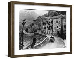 Felice Nazzaro Driving Through Pettralia Sottana in a Fiat, in the Targa Florio Race, Sicily, 1907-null-Framed Photographic Print