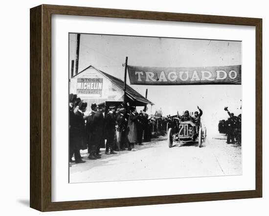 Felice Nazzaro in a Fiat Winning the Targo Florio Race, Sicily, 1907-null-Framed Photographic Print