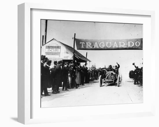 Felice Nazzaro in a Fiat Winning the Targo Florio Race, Sicily, 1907-null-Framed Photographic Print