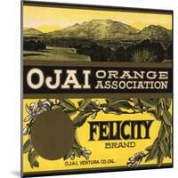 Felicity Brand - Ojai, California - Citrus Crate Label-Lantern Press-Mounted Art Print