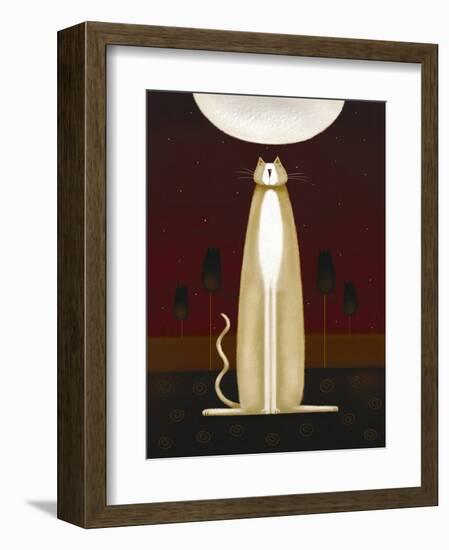 Feline and Four Tulips-Jo Parry-Framed Art Print