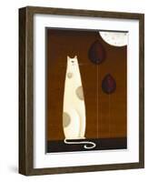 Feline and Two Leaves-Jo Parry-Framed Art Print