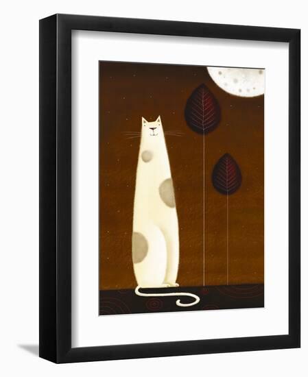 Feline and Two Leaves-Jo Parry-Framed Art Print