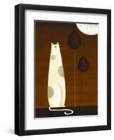 Feline and Two Leaves-Jo Parry-Framed Art Print