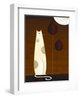 Feline and Two Leaves-Jo Parry-Framed Art Print