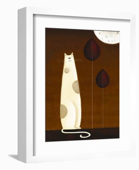 Feline and Two Leaves-Jo Parry-Framed Art Print