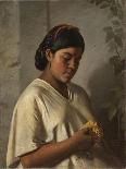 Indian Woman with Marigold,1876-Felipe Santiago Gutierrez-Stretched Canvas