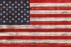 United States Flag on Wooden Surface-FelipeS-Art Print