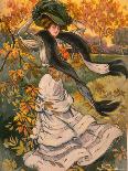 Autumn Cover of French Periodical Les Modes Showing Fashionable Woman Alone in Park-Felix Fournery-Photographic Print