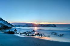 Haukland Beach in the Lofoten Islands, Norway in the Winter at Dusk-Felix Lipov-Photographic Print