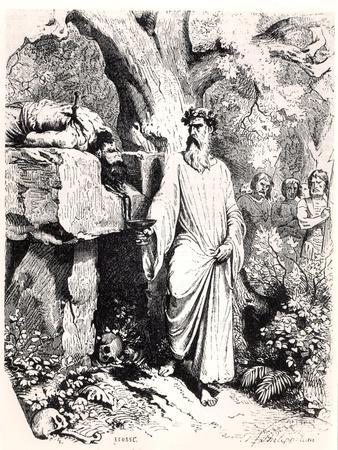 Human Sacrifice by a Gaulish Druid, from "Histoire De France" by L.P. Anquetil, 1851