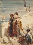 Jeunes femmes sur le Port de la Paille à Venise-Félix Ziem-Giclee Print