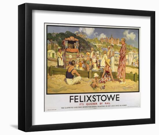 Felixstowe Punch and Judy Beach-null-Framed Art Print