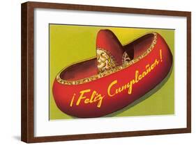 Feliz Cumpleanos on Sombrero-null-Framed Art Print