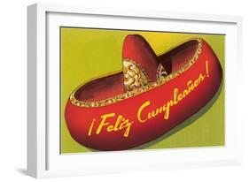 Feliz Cumpleanos on Sombrero-null-Framed Art Print