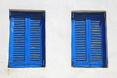 Vintage Window with Blue close Shutters, Crete, Greece.-felker-Stretched Canvas