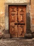 Vintage Brown Wood Medieval Door in Rural Stone House-felker-Photographic Print