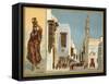 Fellah and a Cairo Street-null-Framed Stretched Canvas