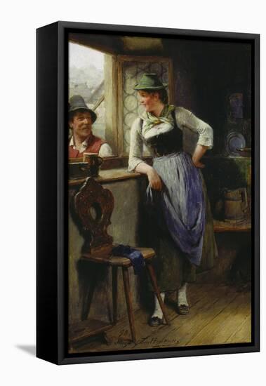 Fellow and Lass at the Window-Hugo Kauffmann-Framed Stretched Canvas