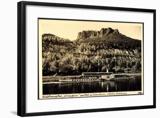 Fels Lilienstein, Sächs. Schweiz, Dampfer Dresden-null-Framed Giclee Print