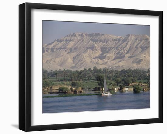 Felucca on the River Nile, Looking Towards Valley of the Kings, Luxor, Thebes, Egypt-Gavin Hellier-Framed Photographic Print