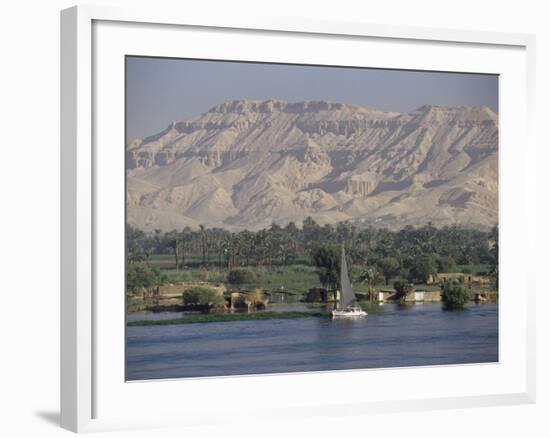 Felucca on the River Nile, Looking Towards Valley of the Kings, Luxor, Thebes, Egypt-Gavin Hellier-Framed Photographic Print