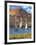 Felucca Sailboats, Temple Ruins and the Large Sand Dunes of the Sahara Desert, Aswan, Egypt-Miva Stock-Framed Photographic Print