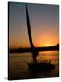 Felucca Silhouetted Against Setting Sun over the Nile at Luxor, Egypt-Cindy Miller Hopkins-Stretched Canvas