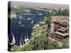 Feluccas on the River Nile and the Old Cataract Hotel, Aswan, Egypt, North Africa, Africa-Upperhall Ltd-Stretched Canvas