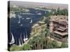 Feluccas on the River Nile and the Old Cataract Hotel, Aswan, Egypt, North Africa, Africa-Upperhall Ltd-Stretched Canvas