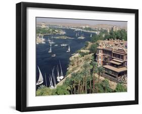 Feluccas on the River Nile and the Old Cataract Hotel, Aswan, Egypt, North Africa, Africa-Upperhall Ltd-Framed Photographic Print