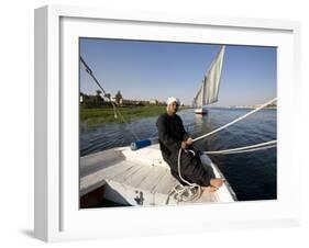 Feluccas Sailing on the Nile at Luxor, Egypt-Julian Love-Framed Photographic Print