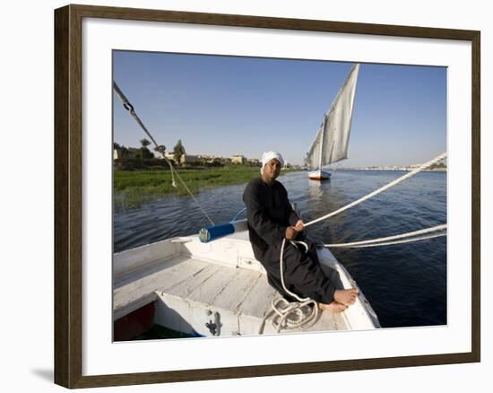 Feluccas Sailing on the Nile at Luxor, Egypt-Julian Love-Framed Photographic Print