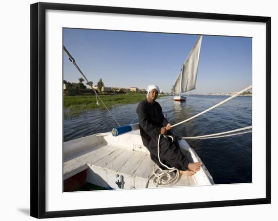 Feluccas Sailing on the Nile at Luxor, Egypt-Julian Love-Framed Photographic Print