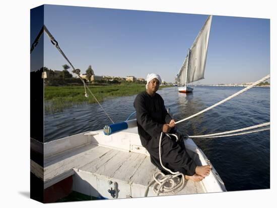 Feluccas Sailing on the Nile at Luxor, Egypt-Julian Love-Stretched Canvas