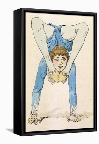 Female Acrobat Seen from the Front Balances on Her Hands-Jules Garnier-Framed Stretched Canvas