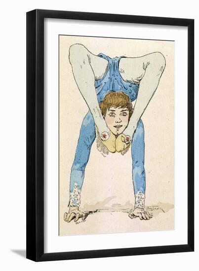 Female Acrobat Seen from the Front Balances on Her Hands-Jules Garnier-Framed Art Print