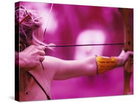 Female Archer Taking Aim-null-Stretched Canvas