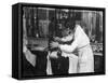 Female Barber Shaving-null-Framed Stretched Canvas