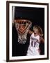 Female Basketball Player Dunking a Ball Through the Hoop-null-Framed Premium Photographic Print