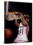 Female Basketball Player Slam Dunking-null-Stretched Canvas
