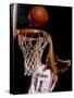 Female Basketball Player Slam Dunking-null-Stretched Canvas