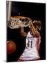 Female Basketball Player Slam Dunking-null-Mounted Photographic Print