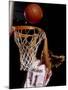 Female Basketball Player Slam Dunking-null-Mounted Photographic Print