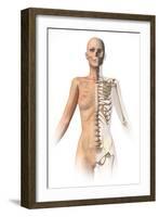 Female Body with Bone Skeleton Superimposed-null-Framed Art Print